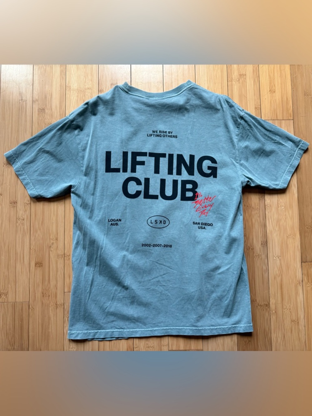 LSKD Washed Lifting Club Heavyweight Oversize Tee Storm-Black - Picture 3 of 3